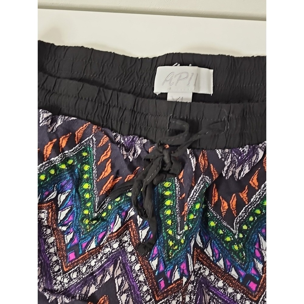 Boho Chevron Print Drawstring Women's Shorts - Black/Multi Women XL
